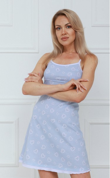 Ночная сорочка "Сердечки на голубом"