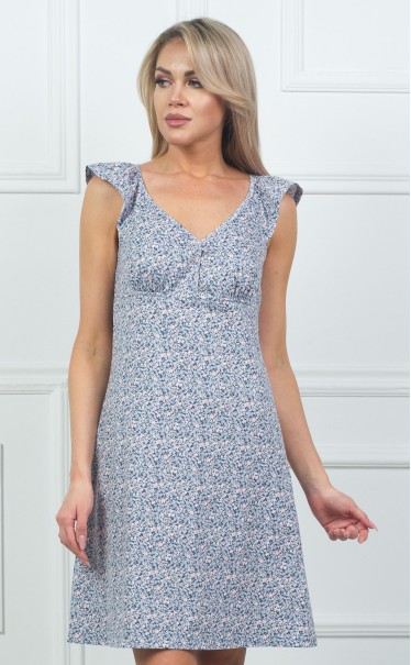 Ночная сорочка "Мелкие синие и розовые цветочки фоном"