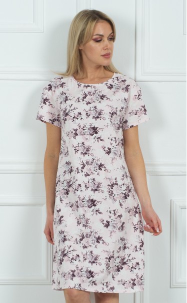 Ночная сорочка "Букеты роз на светло-розовом"