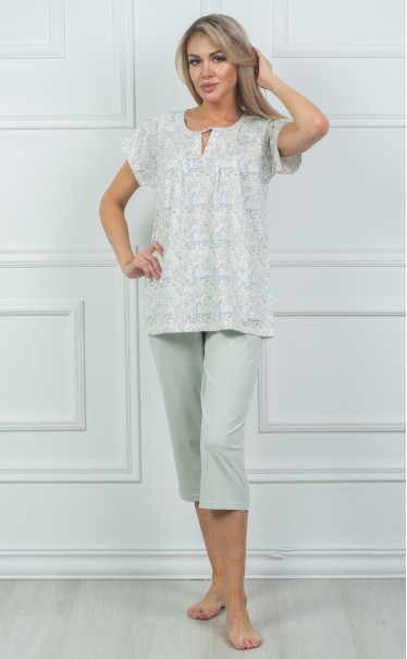Комплект туника с бриджами "Ветки на белом с голубым"
