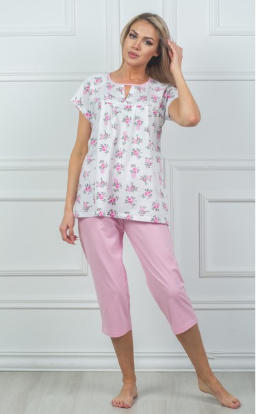 Комплект туника с бриджами "Розовые цветы на ветках на снегу"