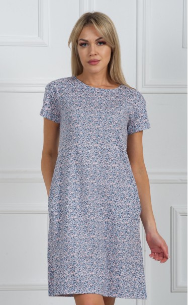 Платье "Мелкие синие и розовые цветочки фоном"