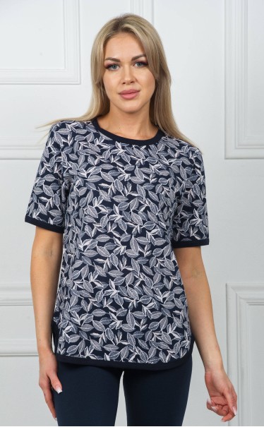 Футболка "Белые листья на черном"